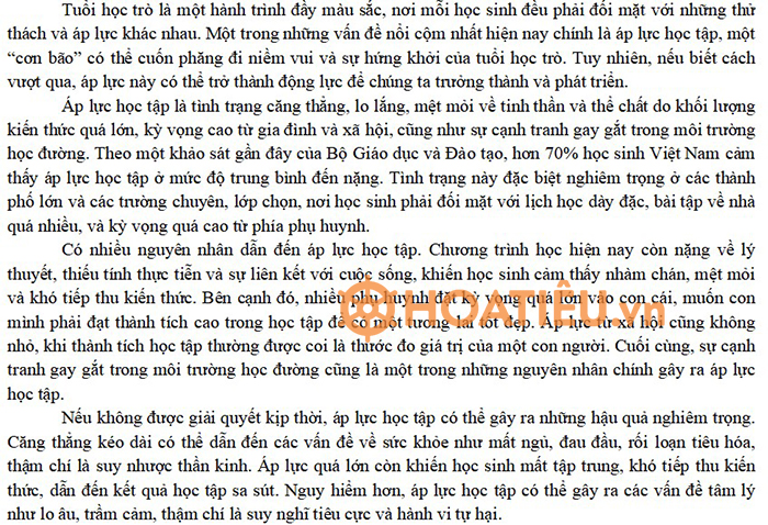 Nghị luận về vấn đề vượt qua căng thẳng và áp lực học tập