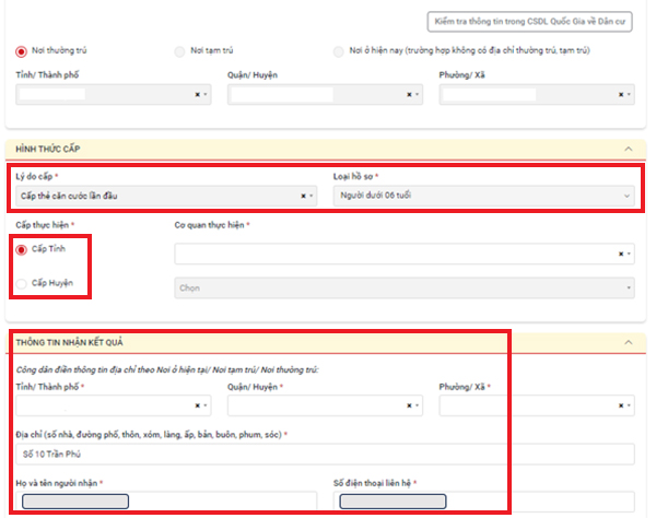 Làm Căn cước cho trẻ dưới 6 tuổi trên Cổng dịch vụ công