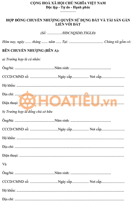 Mẫu hợp đồng mua bán đất 2024 đúng luật