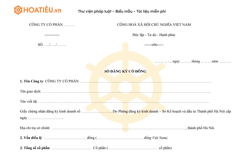 Sổ đăng ký thành viên công ty cổ phần