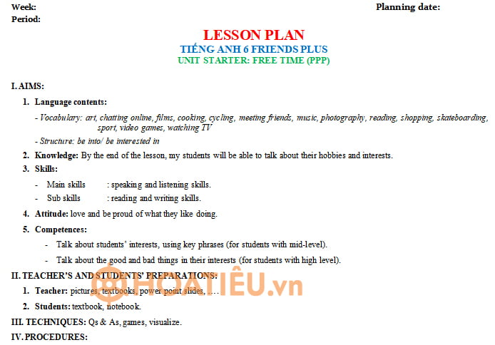 Tiếng Anh 6 Friends Plus