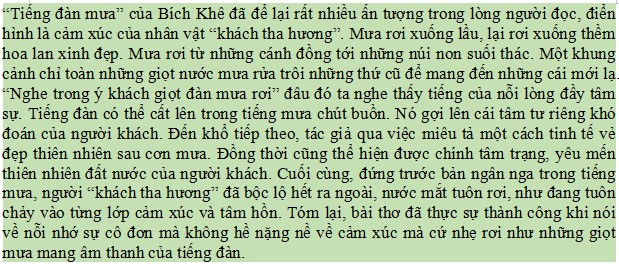 Viết kết nối với đọc bài Tiếng đàn mưa