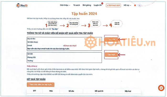 Hướng dẫn đăng nhập làm bài kiểm tra tập huấn Cánh Diều