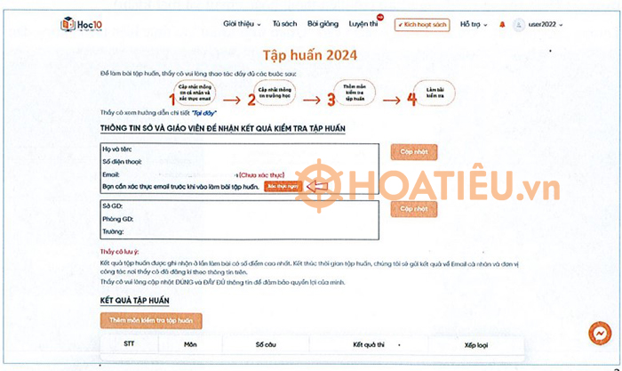 Hướng dẫn đăng nhập làm bài kiểm tra tập huấn Cánh Diều