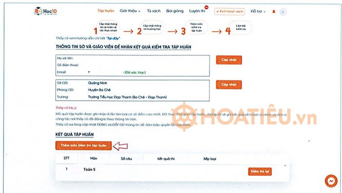 Hướng dẫn đăng nhập làm bài kiểm tra tập huấn Cánh Diều