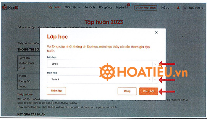Hướng dẫn đăng nhập làm bài kiểm tra tập huấn Cánh Diều
