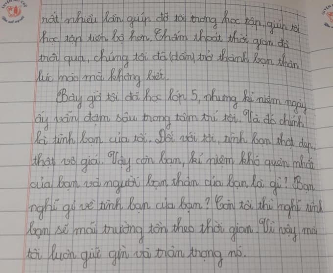Viết bài văn kể về một kỉ niệm đáng nhớ của em với người bạn thân