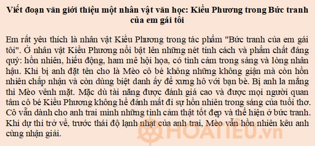Viết đoạn văn giới thiệu một nhân vật văn học