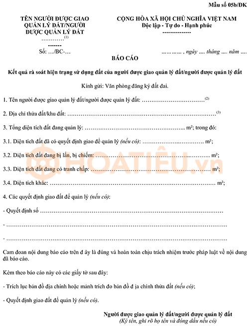 Báo cáo kết quả rà soát hiện trạng sử dụng đất của cá nhân quản lý đất 2024