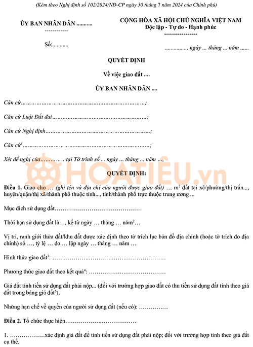 Quyết định giao đất 2024