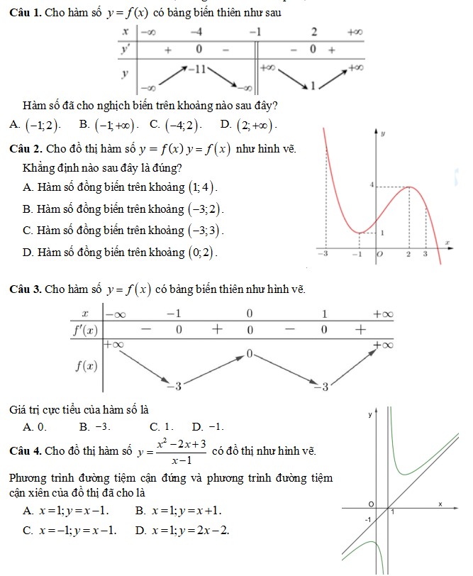 Đề thi học kì 1 môn Toán 12 sách Kết nối