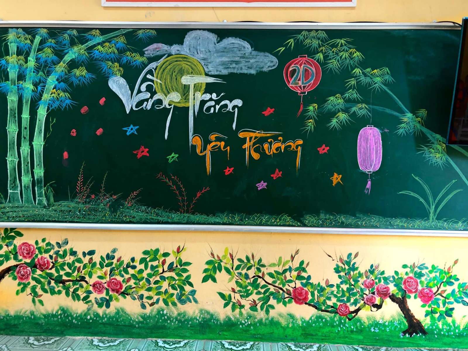 Mẫu trang trí bảng đẹp Tết Trung thu