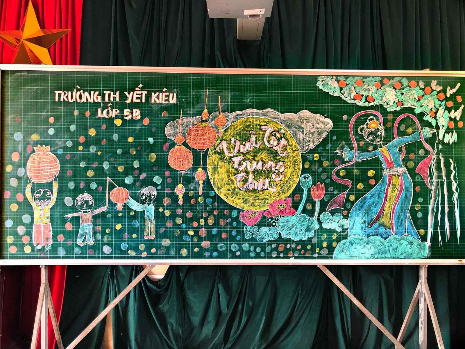 Mẫu trang trí bảng đẹp Tết Trung thu