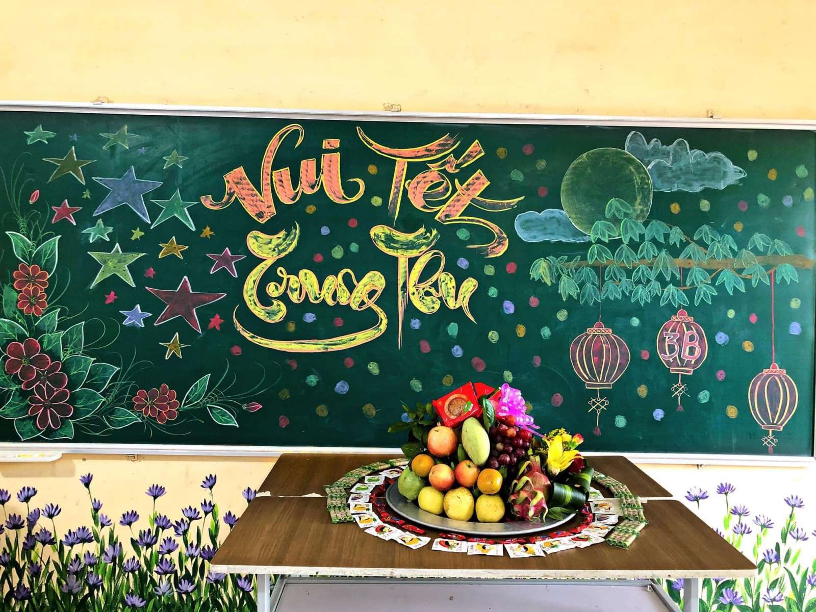 Mẫu trang trí bảng đẹp Tết Trung thu