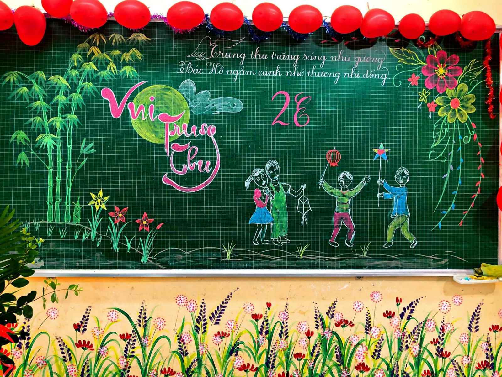 Mẫu trang trí bảng đẹp Tết Trung thu