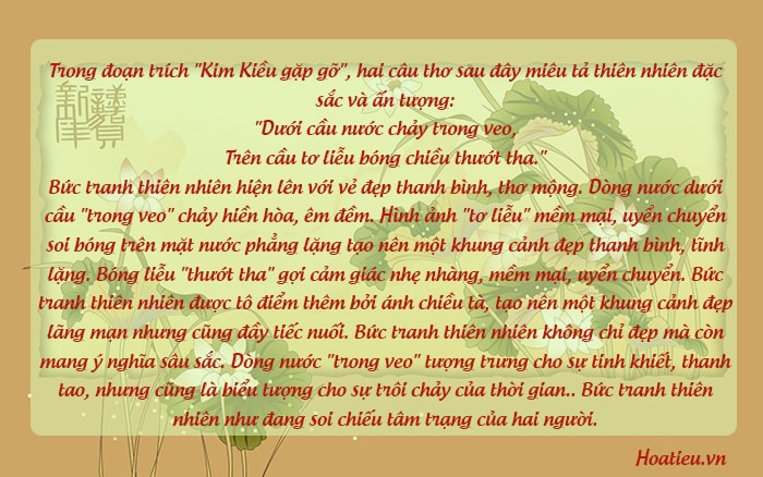 Đoạn văn phân tích thiên nhiên đặc sắc trong Kim Kiều gặp gỡ