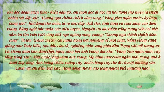 Đoạn văn phân tích thiên nhiên đặc sắc trong Kim Kiều gặp gỡ