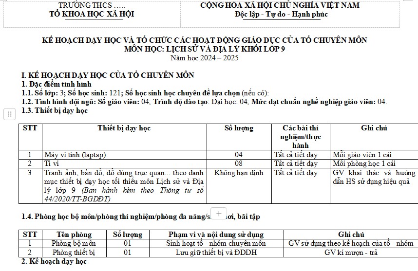 Phụ lục 1,3 Lịch sử Địa lí 9 Kết nối tri thức CV 5636