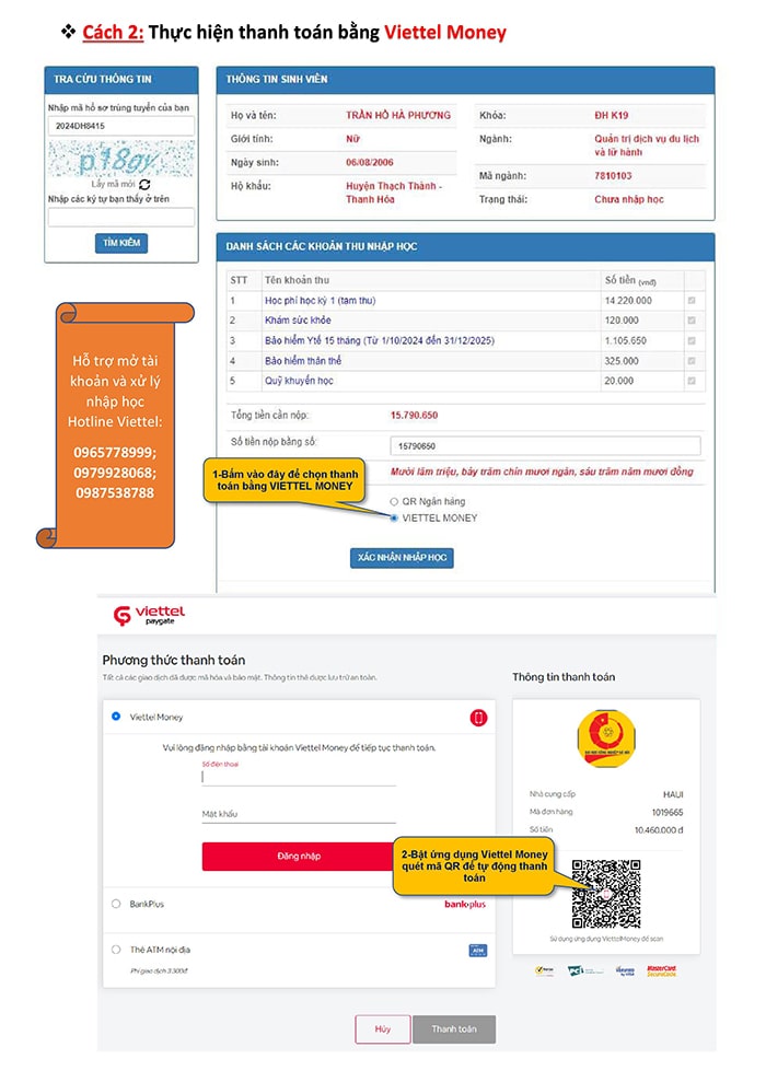 Thủ tục nhập học trực tuyến đại học Công nghiệp Hà Nội