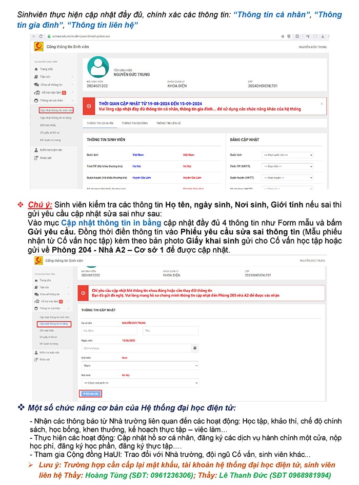 Thủ tục nhập học trực tuyến đại học Công nghiệp Hà Nội