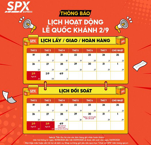 SPX Express có nghỉ lễ 2/9 không?