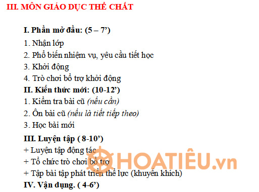 Quy trình dạy Giáo dục thể chất lớp 5