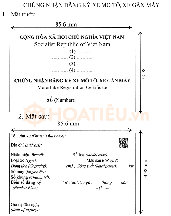 Mẫu giấy đăng ký xe máy mới nhất 2024