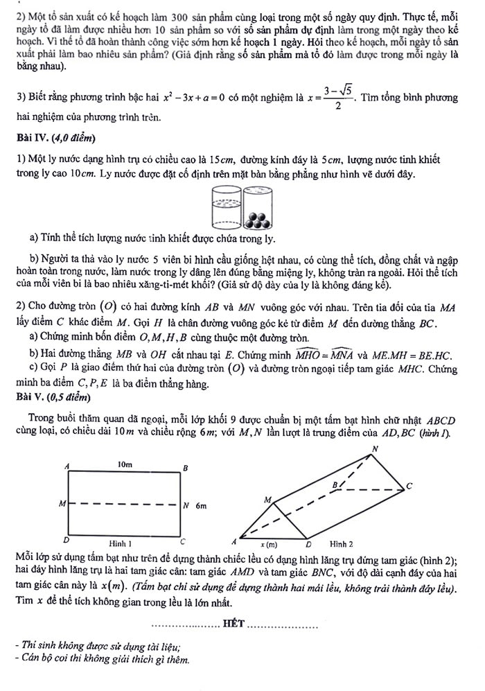 Đề minh họa môn Toán vào 10 Hà Nội 2025