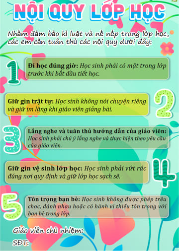 Bảng nội quy học sinh 