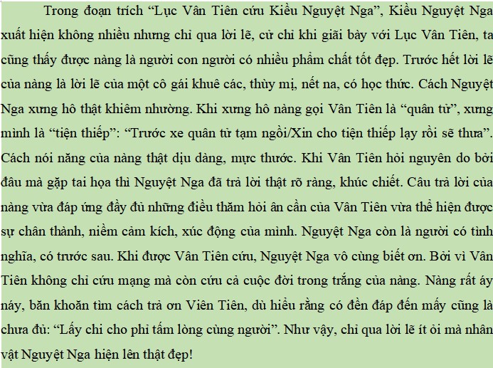 Viết kết nối đọc Lục Vân Tiên đánh cướp, cứu Kiều Nguyệt Nga
