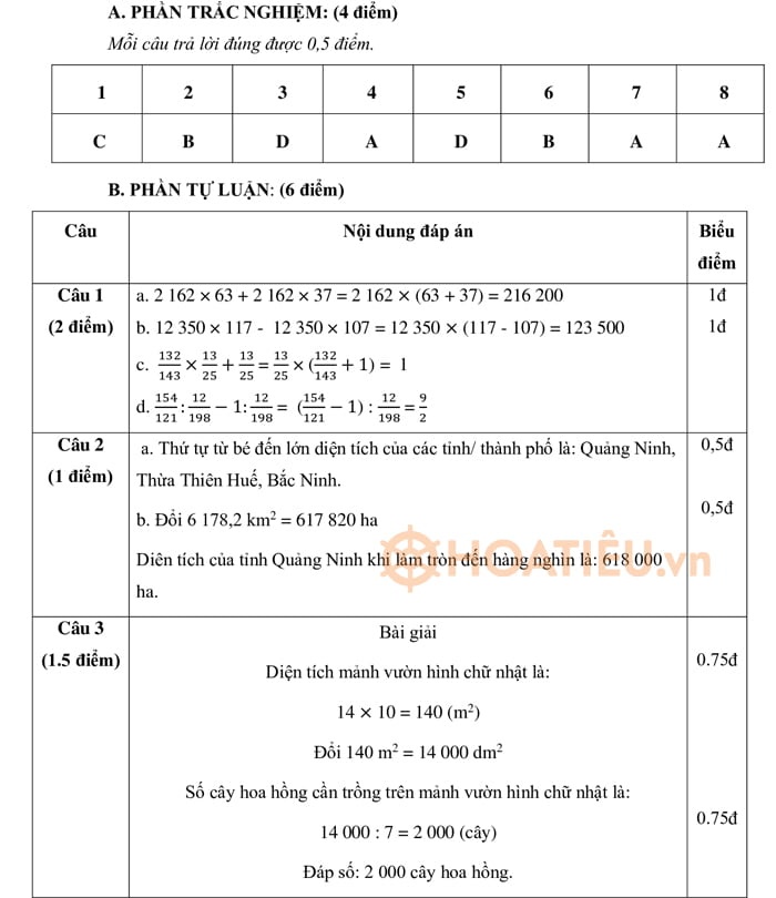 Đề thi Toán lớp 5 giữa kì 1 Kết nối tri thức