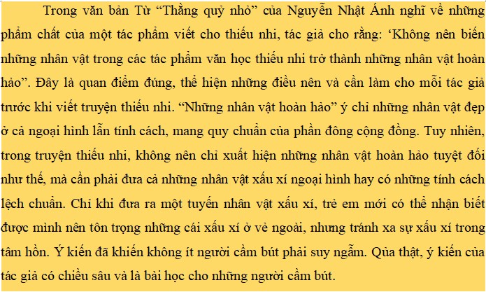 Không nên biến những nhân vật trong các tác phẩm văn học thiếu nhi trở thành những nhân vật hoàn hảo