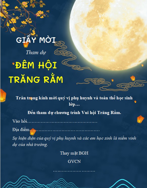 Giấy mời dự Trung thu file word