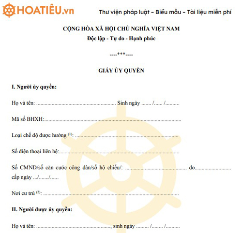 Giấy ủy quyền lấy bảo hiểm xã hội 1 lần