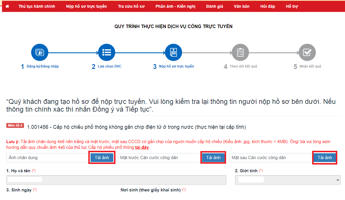 làm hộ chiếu online qua Dịch vụ công Bộ Công an