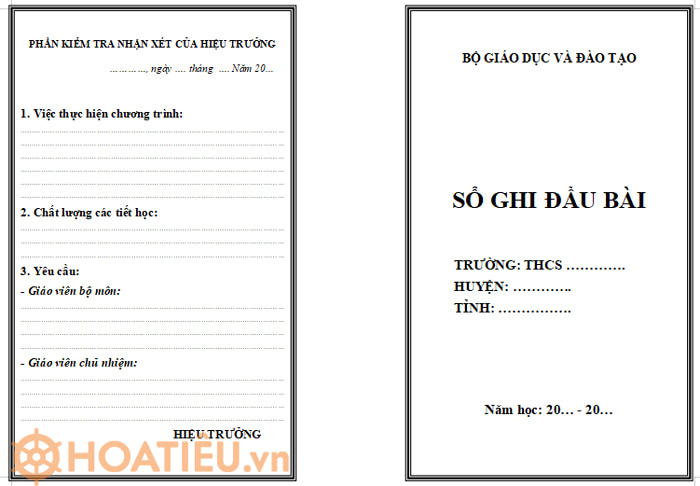 Sổ đầu bài file word