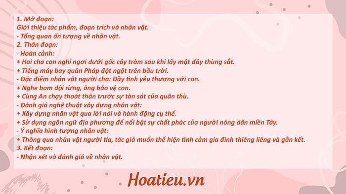 Dàn ý phân tích nhân vật tía nuôi trong Đi lấy mật