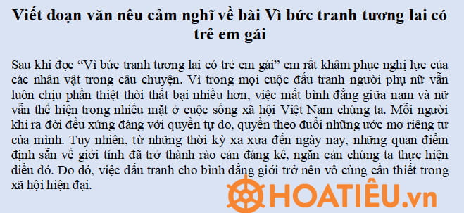 Viết đoạn văn nêu cảm nghĩ về bài Vì bức tranh tương lai có trẻ em gái
