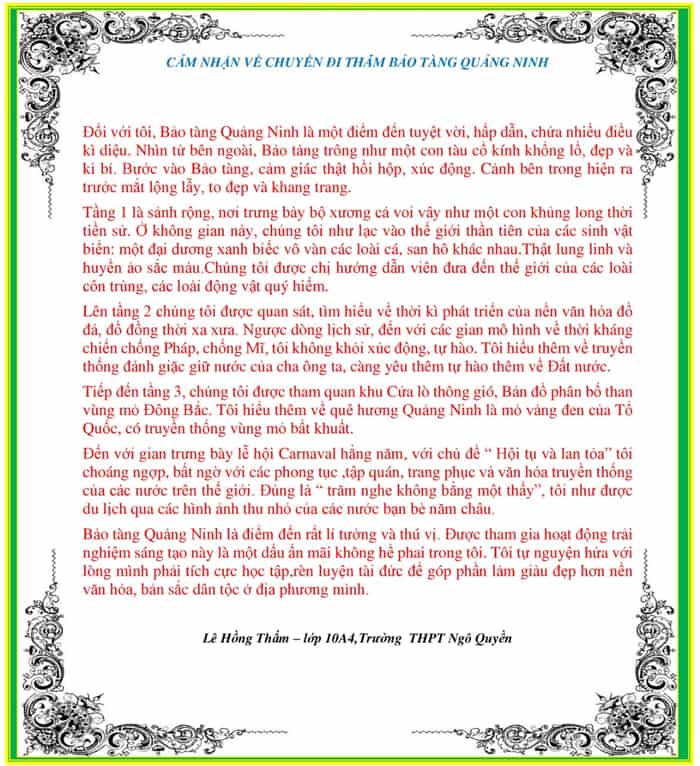 Cảm xúc, suy nghĩ trong chuyến trải nghiệm bảo tàng