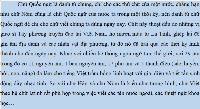 Đoạn văn trình bày suy nghĩ của em về những thuận lợi trong việc học chữ Quốc ngữ và sử dụng chữ Quốc ngữ để viết các tên riêng nước ngoài