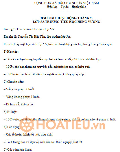 Trong vai tổ trưởng hoặc lớp trưởng, báo cáo thầy cô về các hoạt động của tổ hoặc của lớp trong tháng