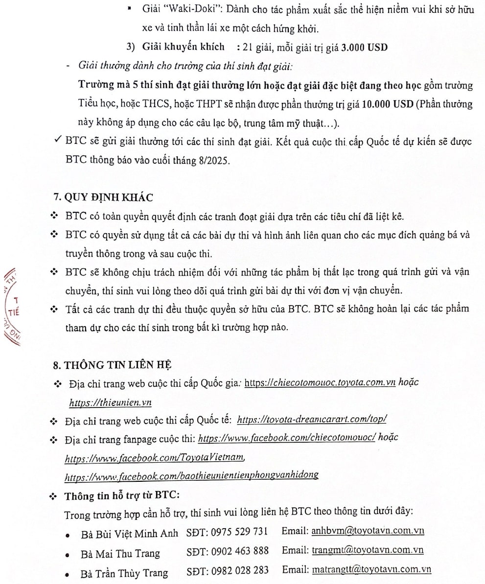 Thể lệ Cuộc thi vẽ tranh Quốc tế Toyota với chủ đề "Chiếc ô tô mơ ước" 2024