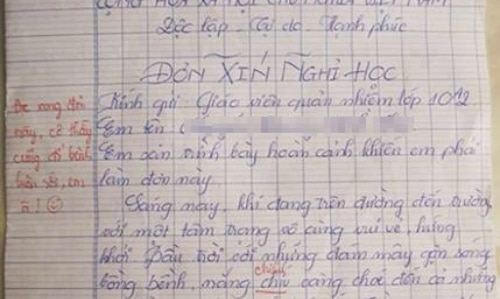 Viết đơn xin nghỉ học vì bị ốm lớp 4	