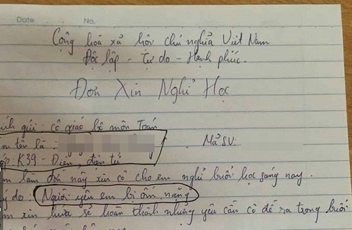 Viết đơn xin nghỉ học vì bị ốm