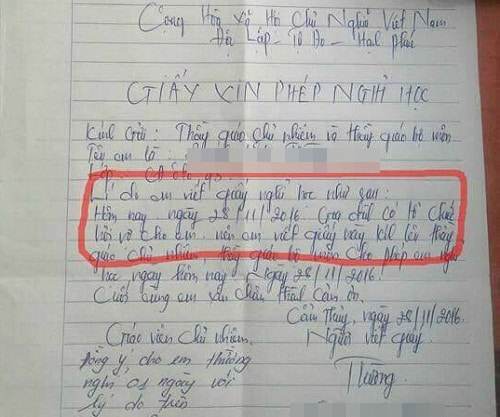 Viết đơn xin nghỉ học lớp 4