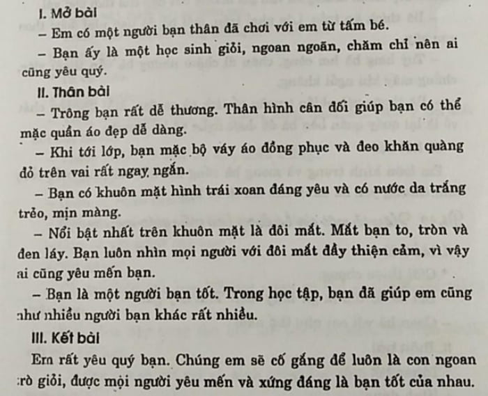 Dàn ý tả bạn thân lớp 5