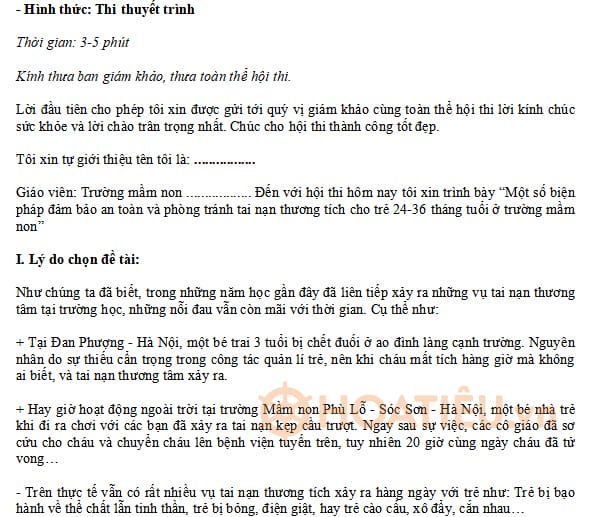 Bài thuyết trình mầm non hay nhất	