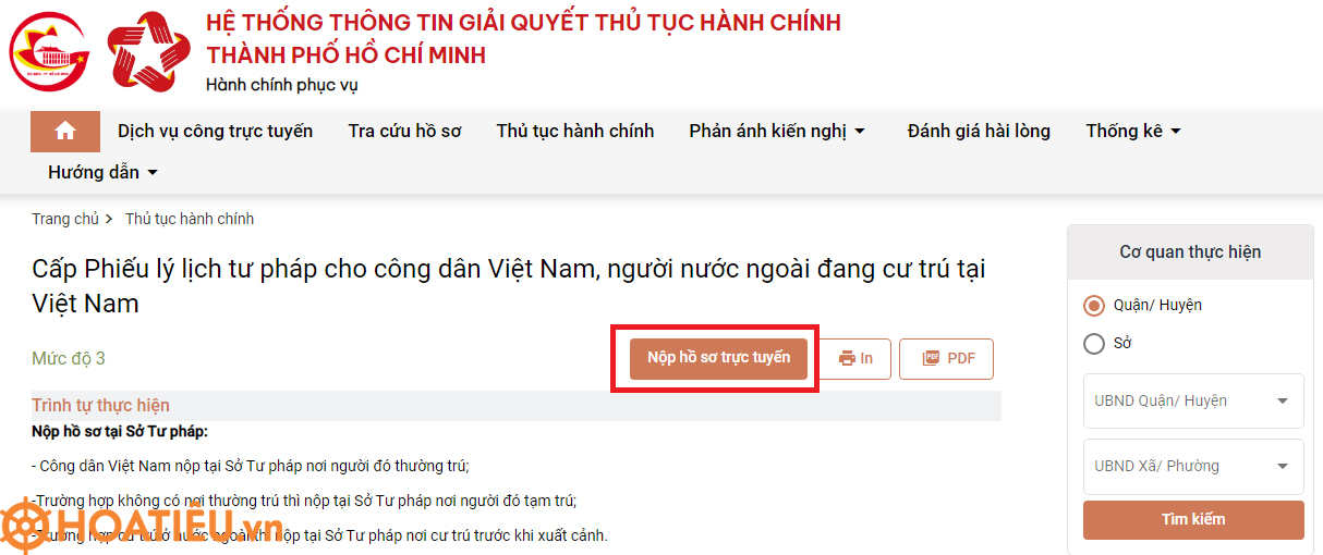 Hướng dẫn làm lý lịch tư pháp online