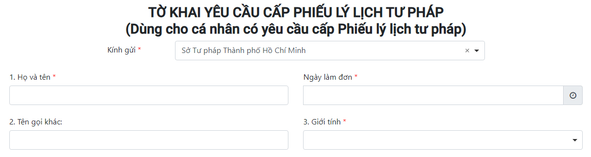 Hướng dẫn làm lý lịch tư pháp online