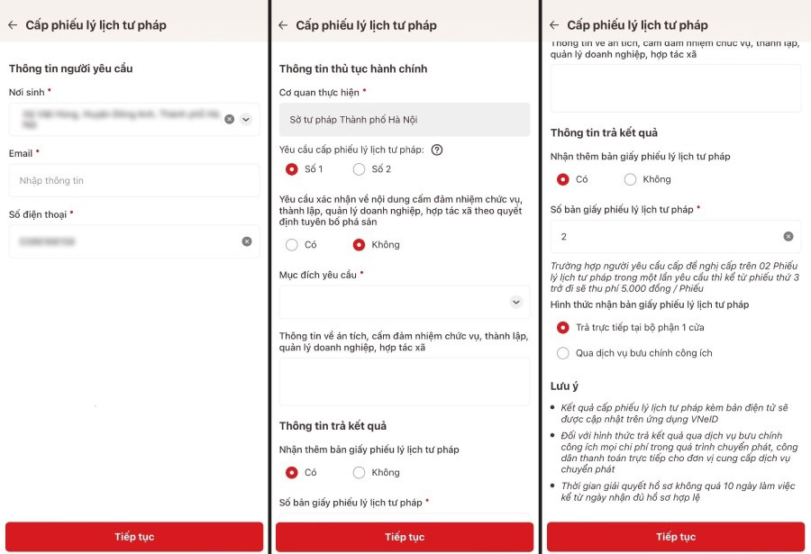 Hướng dẫn làm lý lịch tư pháp online